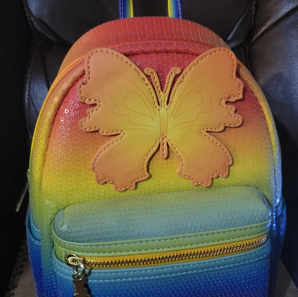 Loungefly Dollywood Rainbow Sequin Butterfly Matching Set. Nwt. Price Is Firm